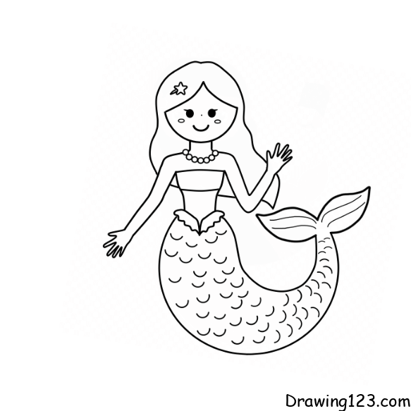 mermaid-drawing-step-15 piirustus