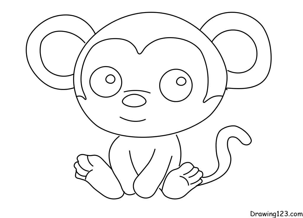 monkey-drawing-step-7 piirustus