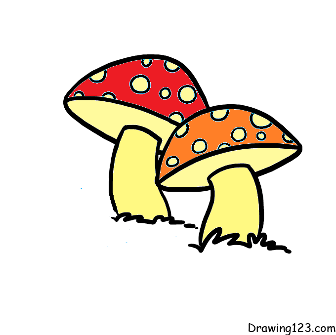 mushroom-drawing-step-8 piirustus