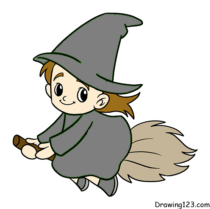 witch-drawing-step-10 piirustus