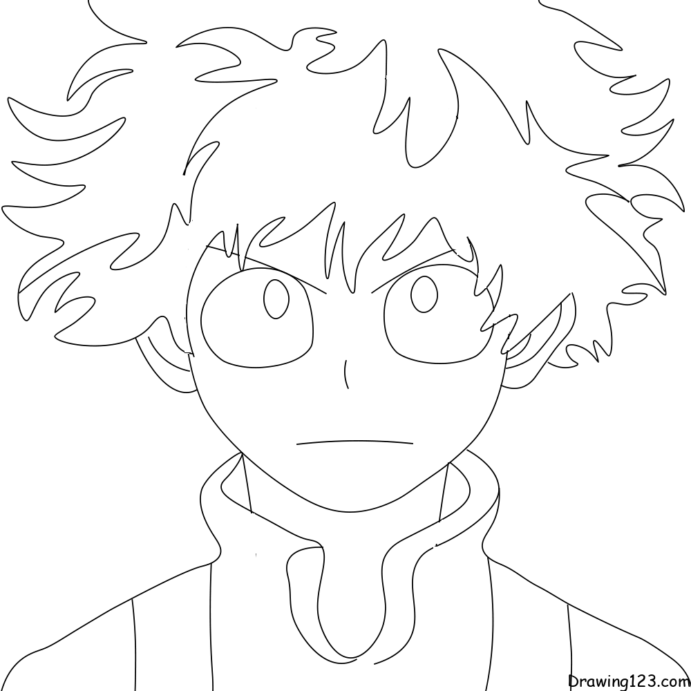 Izuku-Midoriya-drawing-step-7 piirustus