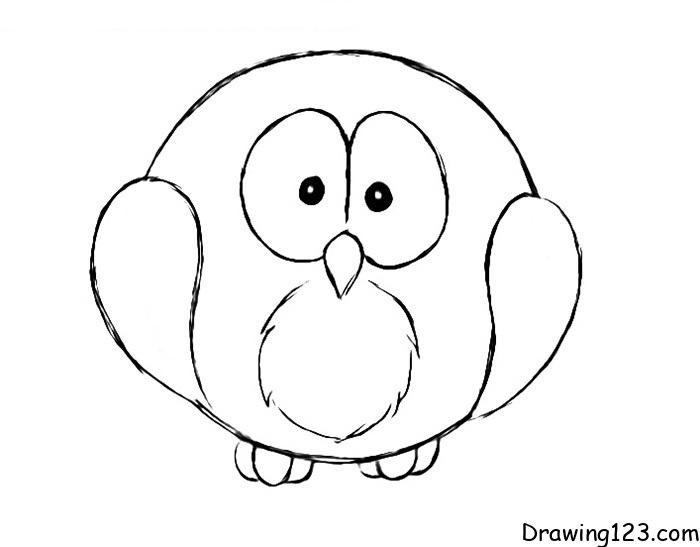 owl-drawing-step-5 piirustus