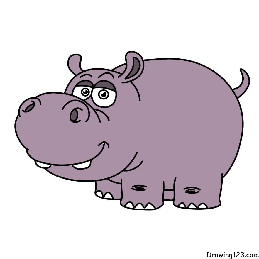 drawing-hippopotamus-step13 piirustus