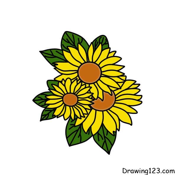 drawing-sunflower-step8 piirustus