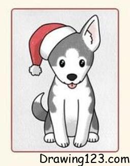 Christmas Puppy Drawing Idea piirustus