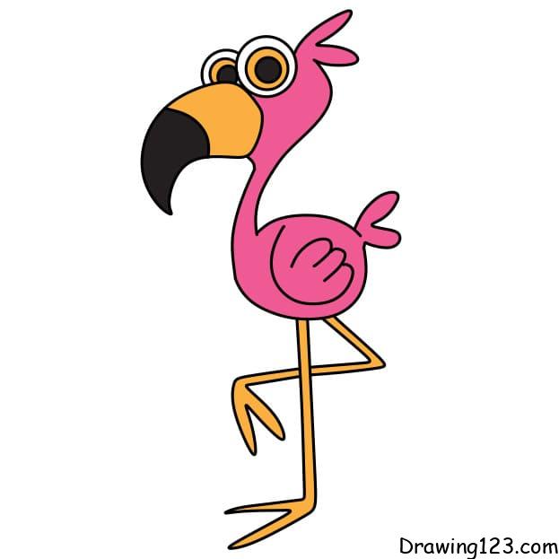 Drawing-a-flamingo-step-9-1 piirustus