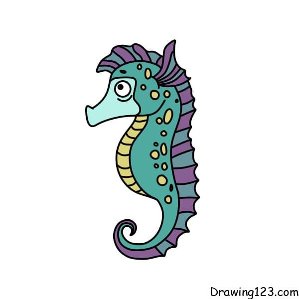 Drawing-seahorse-step-10 piirustus