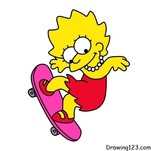 Drawing-Lisa-Simpson-step-11 piirustus