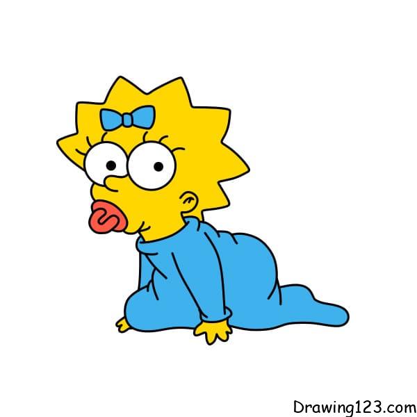 drawing-Maggie-Simpson-step-7-3 piirustus