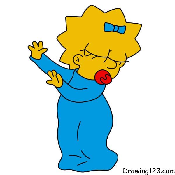 drawing-Maggie-Simpson-step-7-7 piirustus