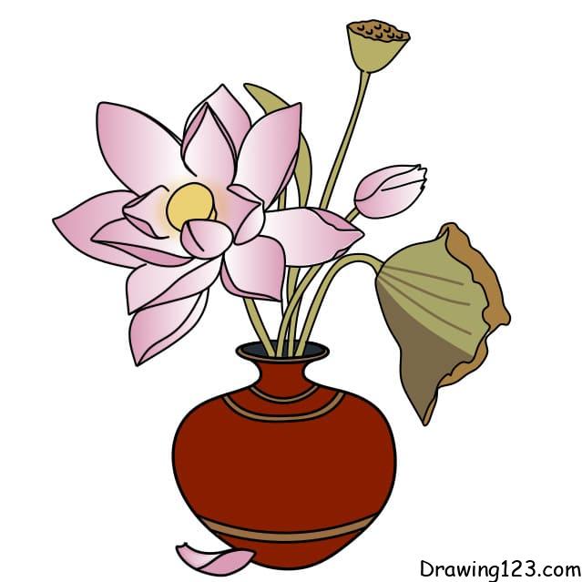 drawing-lotus-flower-step-12 piirustus