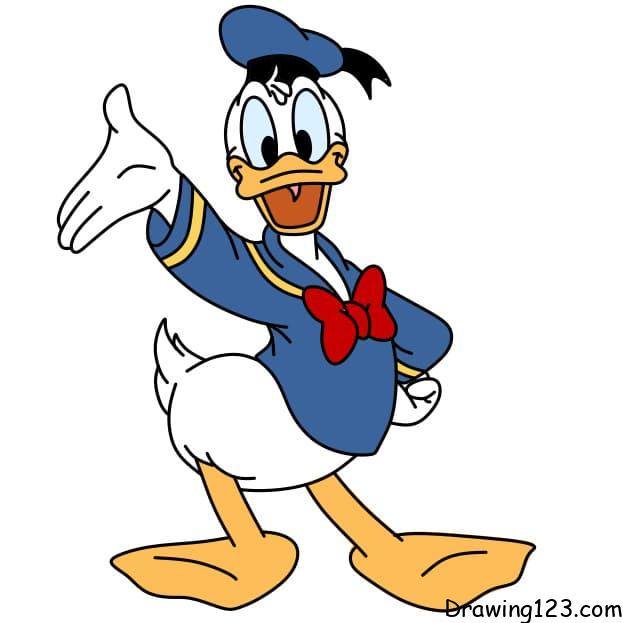 How-to-draw-Donald-duck-step-12-4 piirustus