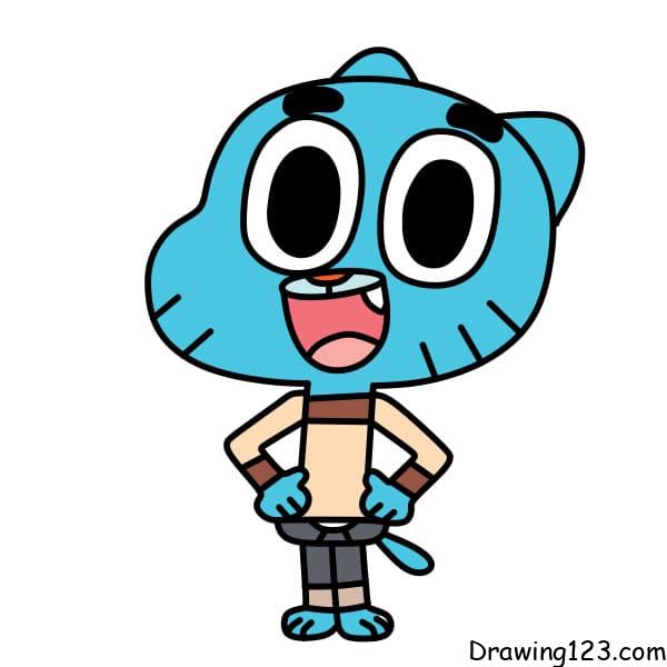 How-to-draw-Gumball-step-9 piirustus