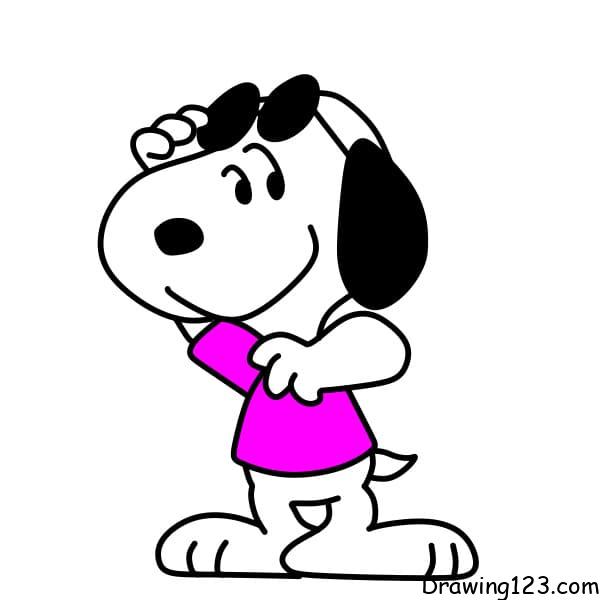 How-to-draw-Snoopy-step-9 piirustus