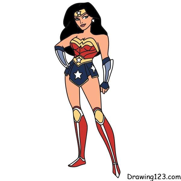 How-to-draw-Wonder-Woman-step-10 piirustus