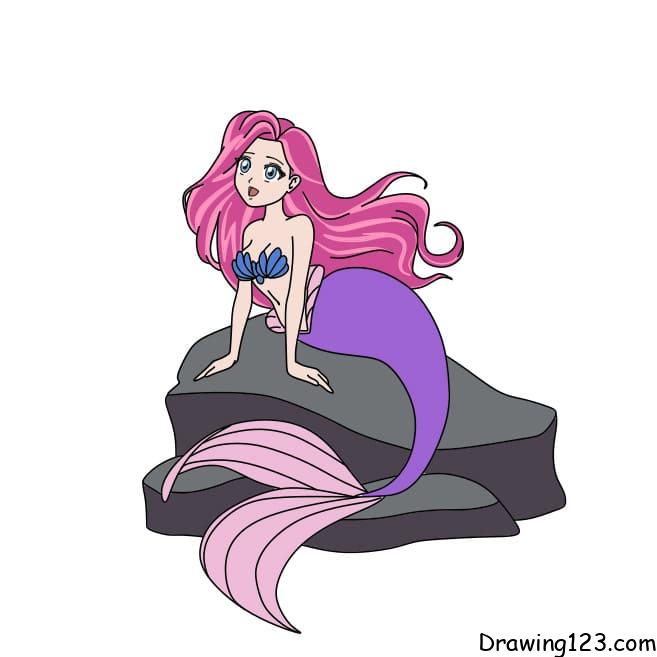 How-to-draw-a-mermaid-step-12 piirustus