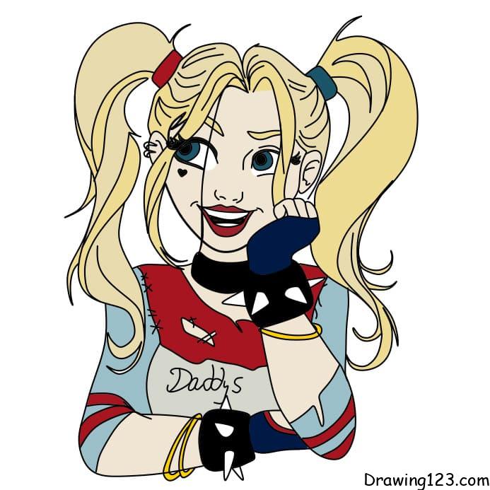 how-to-draw-Harley-Quinn-step-10-2 piirustus