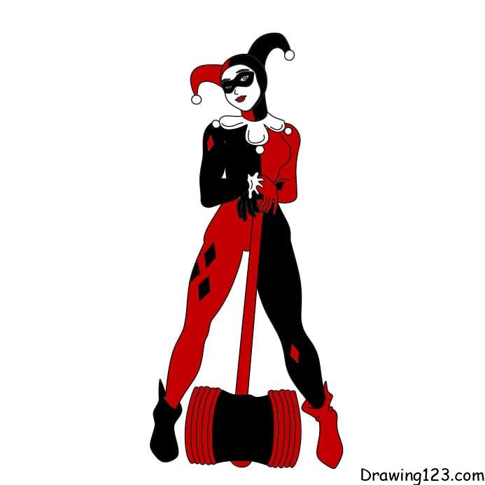 how-to-draw-Harley-Quinn-step-12-2 piirustus