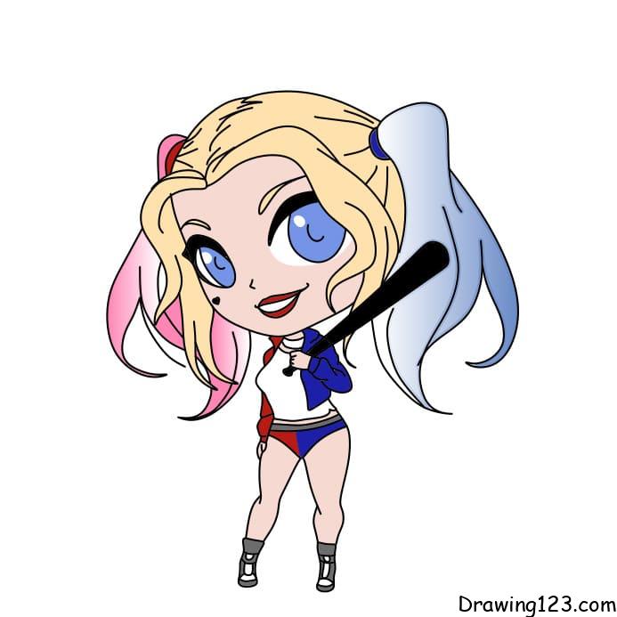 how-to-draw-Harley-Quinn-step-12-3 piirustus