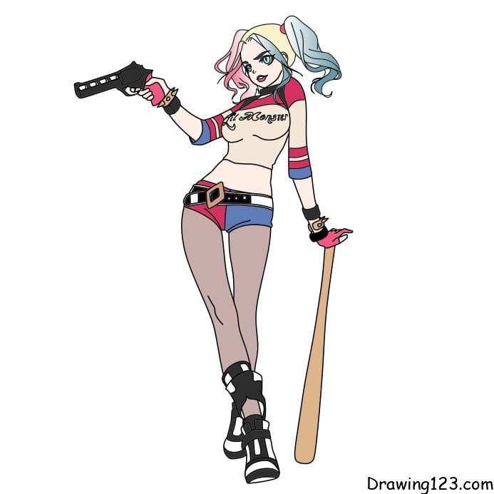 how-to-draw-Harley-Quinn-step-13-1 piirustus