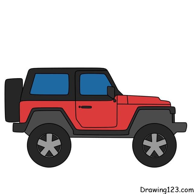 How-to-draw-a-Jeep-step-12 piirustus