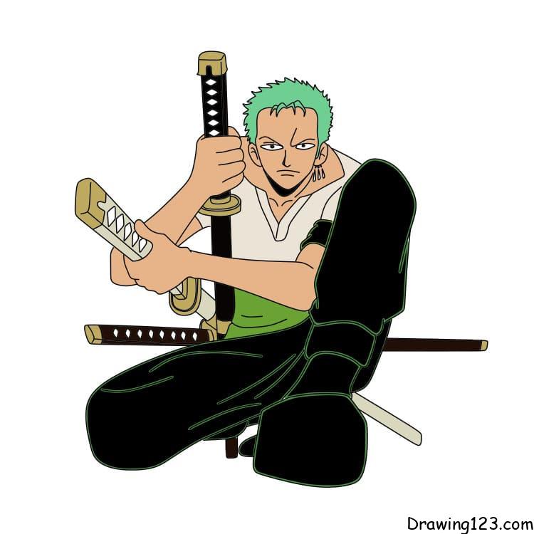 how-to-draw-Roronoa-Zoro-step-9-4 piirustus