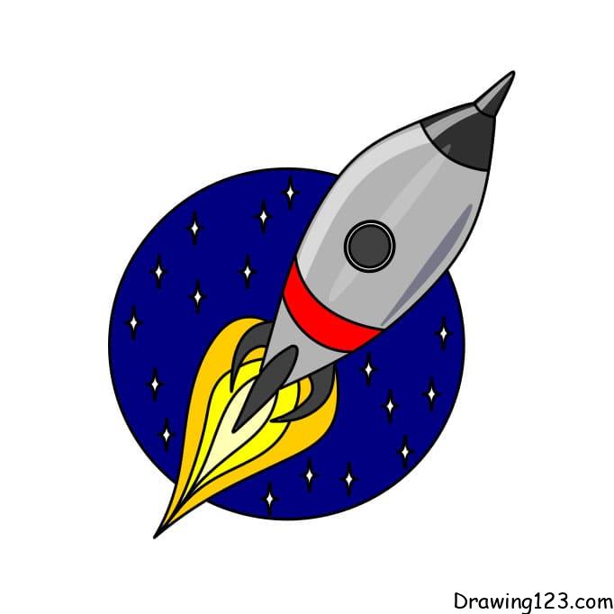 How-to-draw-a-rocket-step-8-3 piirustus