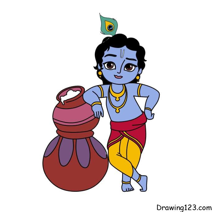 how-to-draw-Lord-Krishna-step-11-2 piirustus