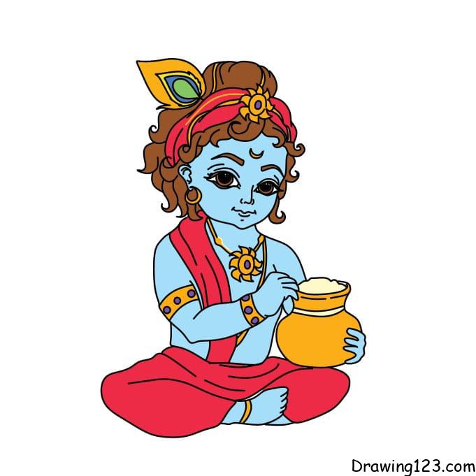 how-to-draw-Lord-Krishna-step-15-1 piirustus