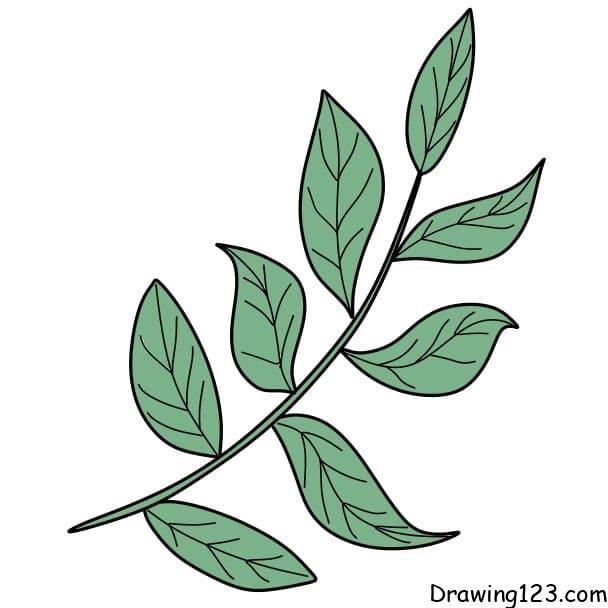 how-to-draw-a-leaf-step-4-4 piirustus