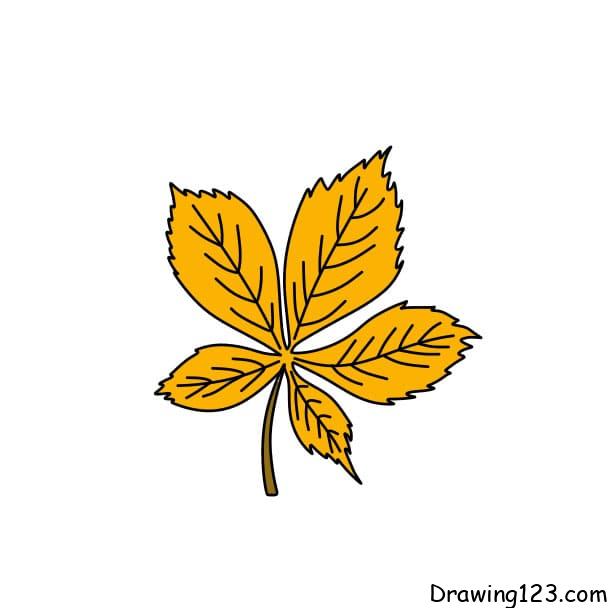 how-to-draw-a-leaf-step-7 piirustus