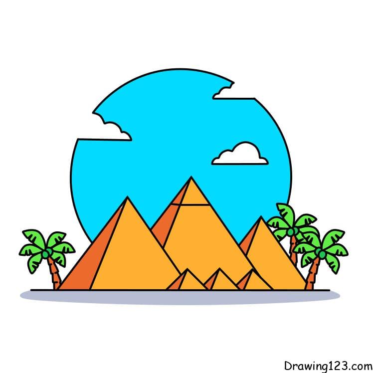 how-to-draw-pyramid-step9 piirustus