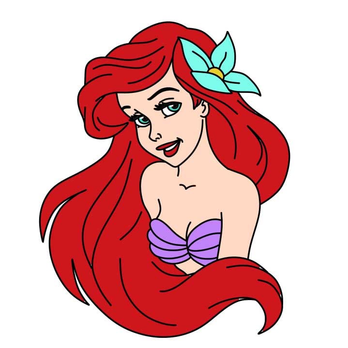 How-to-Draw-Mermaid-Ariel-Step-8 piirustus