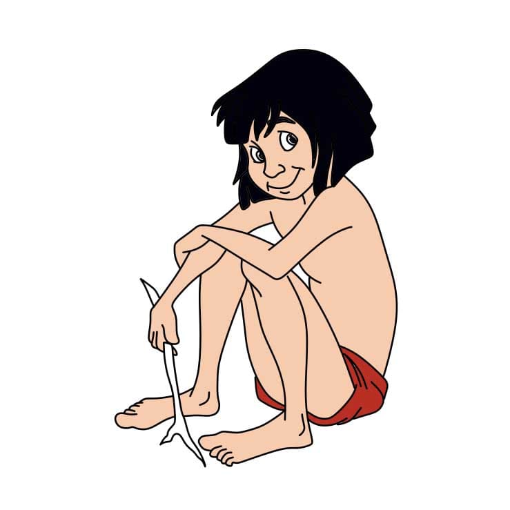 How-to-draw-Mowgli-Step-9 piirustus