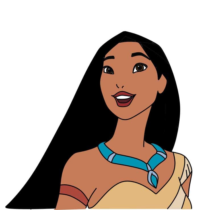 How-to-draw-Pocahontas-Step-7-9 piirustus