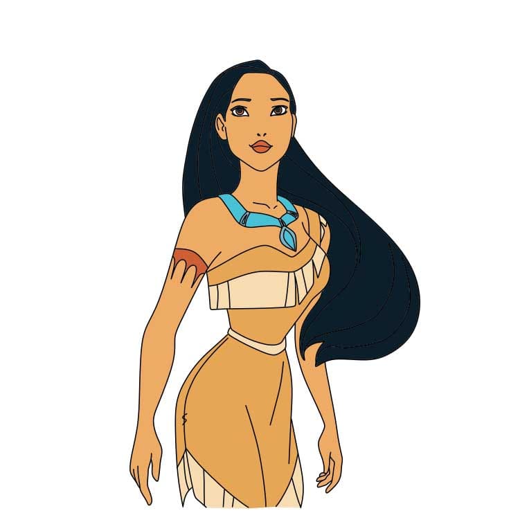 How-to-draw-Pocahontas-Step-8-3 piirustus