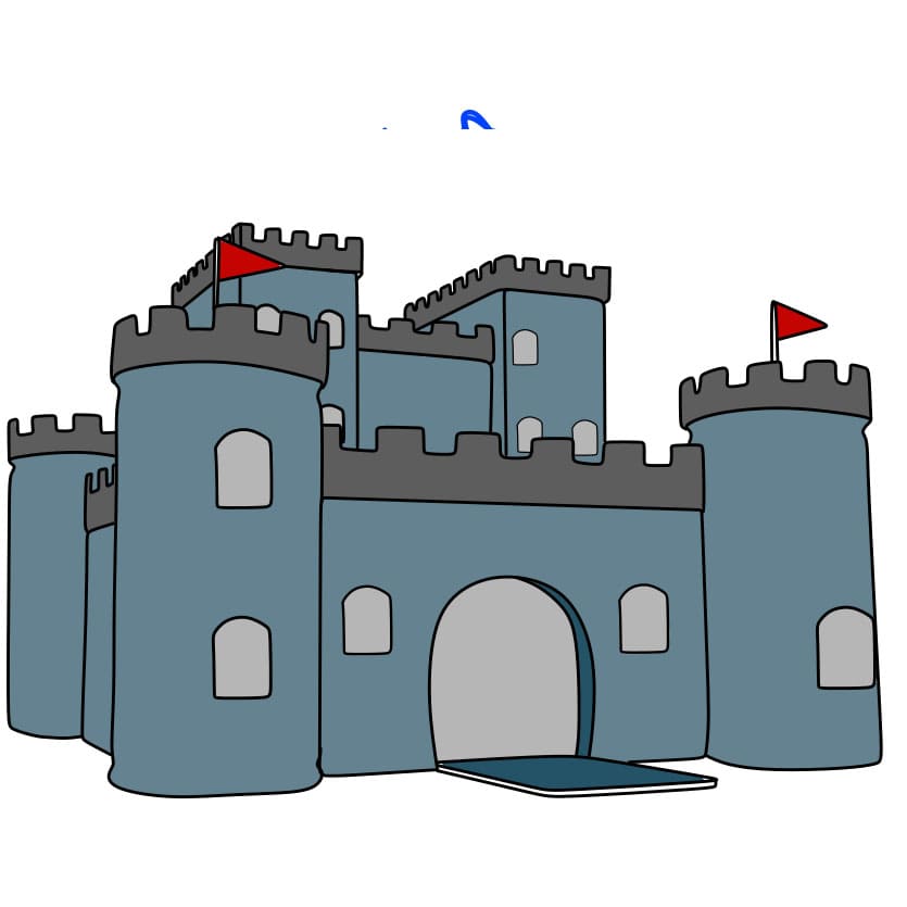 How-to-draw-a-castle-Step-9-4 piirustus