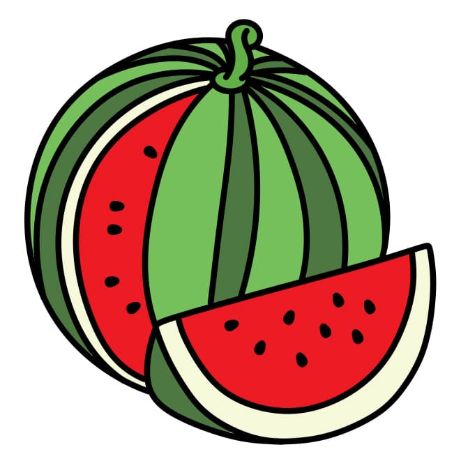 How-to-draw-watermelon-Step-8 piirustus