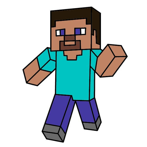 Minecraft Steve 1-8 piirustus